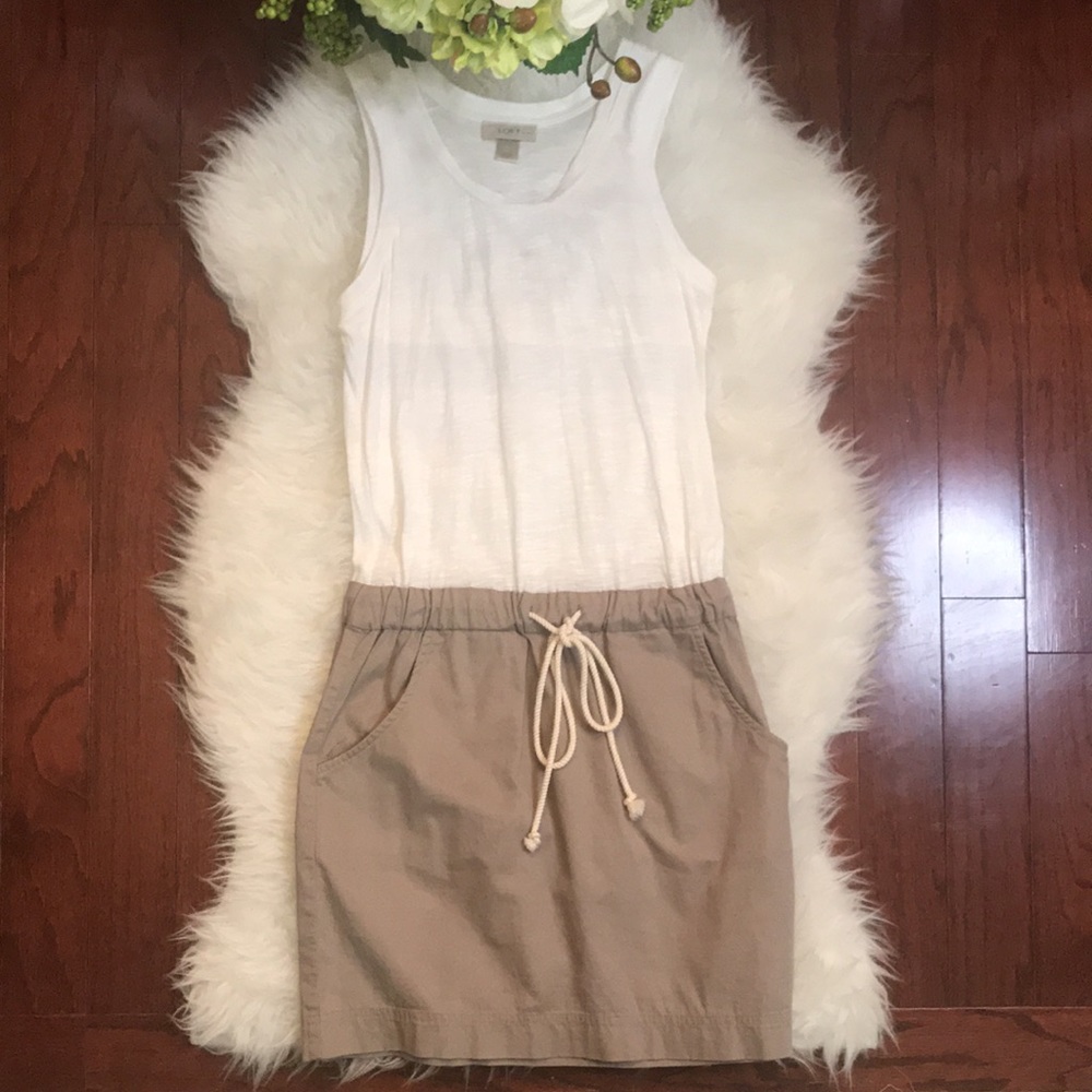LOFT Nautical Rope Drawstring Waist Tank Dress